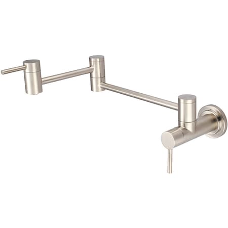 Pioneer Industries Wall Mount Pot Filler, NPT, Potfiller, Brushed Nickel, Overall Width: 25" 2MT600-BN